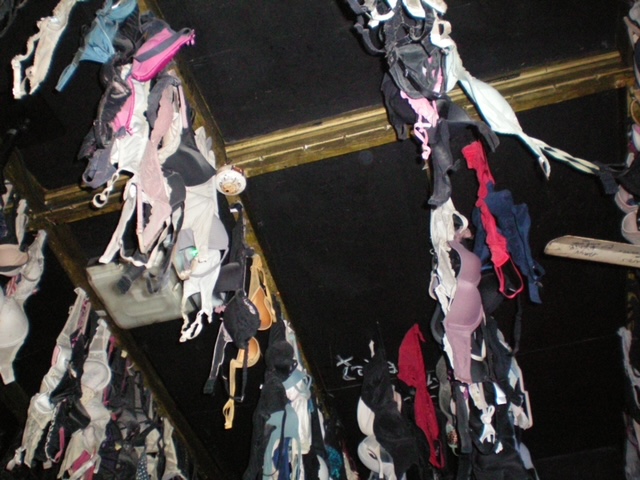 the bras on the ceiling at the pub